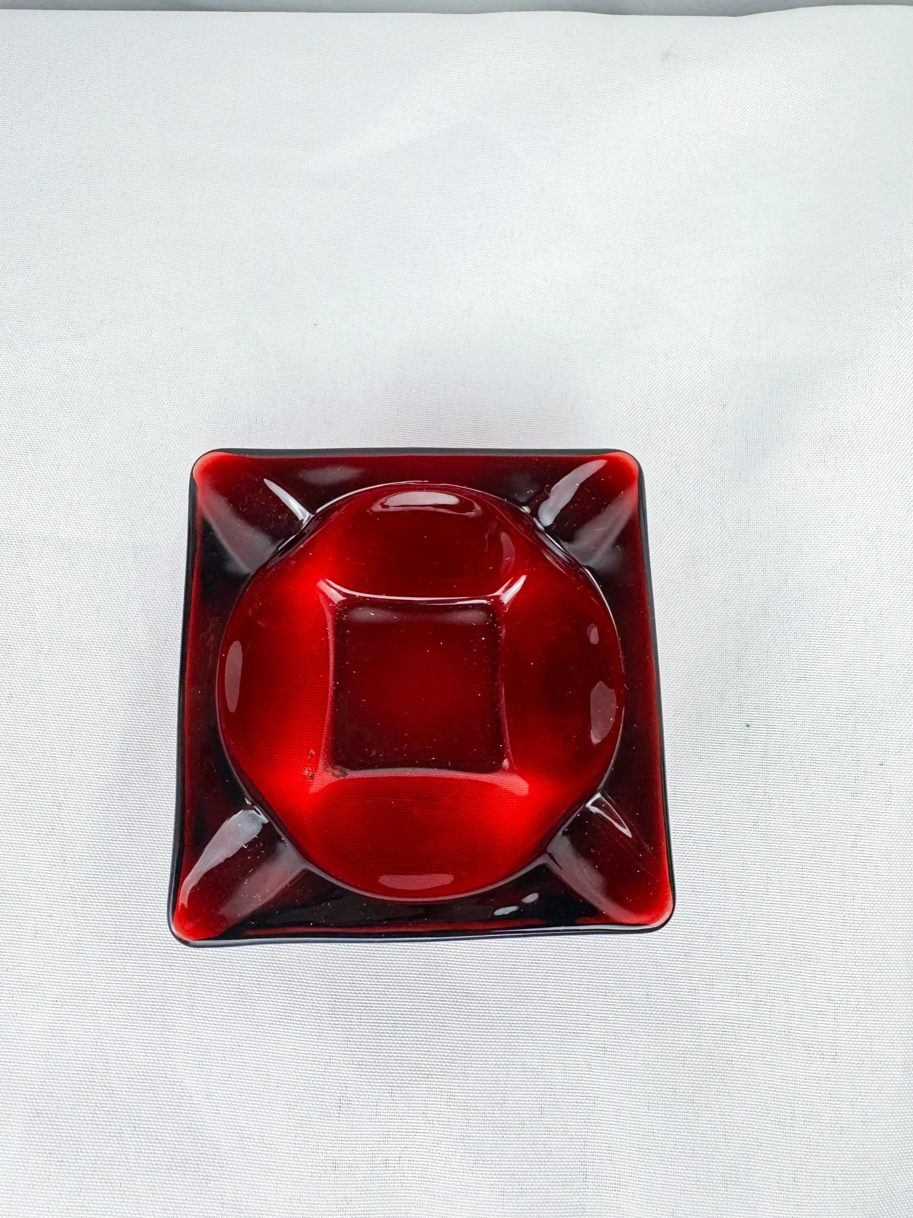 Red Glass Ash Tray