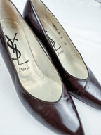 YSL Yves Saint Laurent Dark Brown Italian Leather Pumps