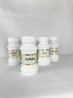 Set of 8 White Glass Spice Jars
