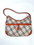 Classic Burberry Nova Check Leather Trimmed Shoulder Bag