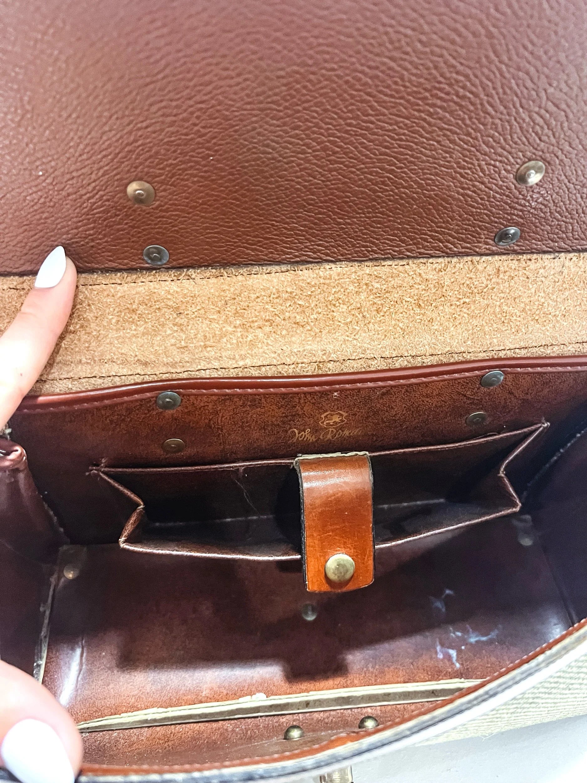 Vintage John Romain Leather/ Tweed Handbag