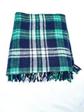 Vintage Green/Navy Plaid Wool Blend Blanket