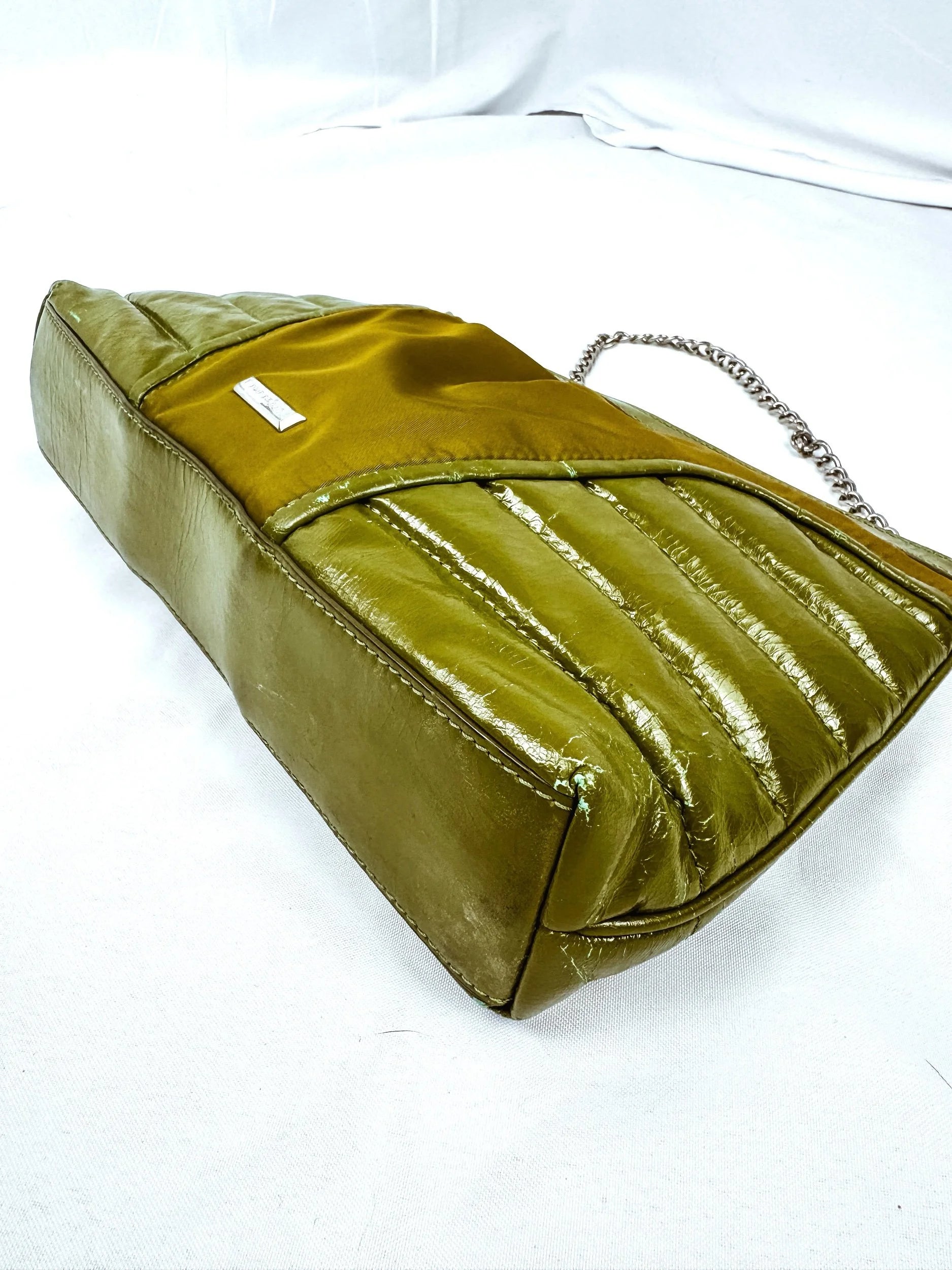 Vintage Burberry Olive Patent Leather Crossbody Bag