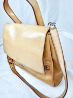 Givenchy Patent Pandora Flap Dark Cream Shoulder Bag