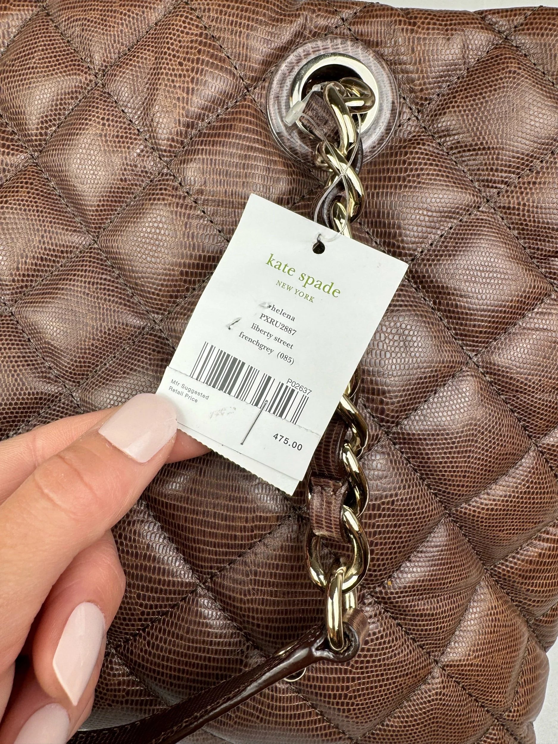 Kate Spade Gold Coast Maryanne Bag, Brown Lizard-Embossed Leather