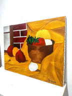Vintage Fruit Still Life Original Oil Painting on Canvas
