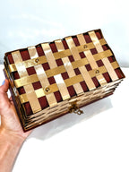 RARE 1950s Dorset and Rex Fifth Ave Woven Metal Box Purse with Acrylic Lid