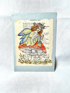 Original Painting, Fairy on Mushroom Over Book Page