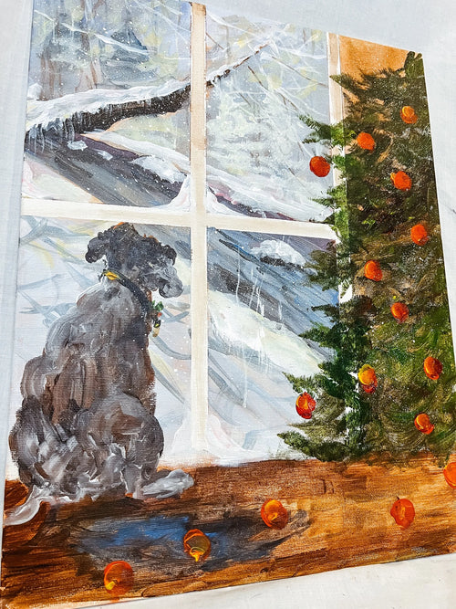 A Puppy Christmas, Acrylic on Canvas Board