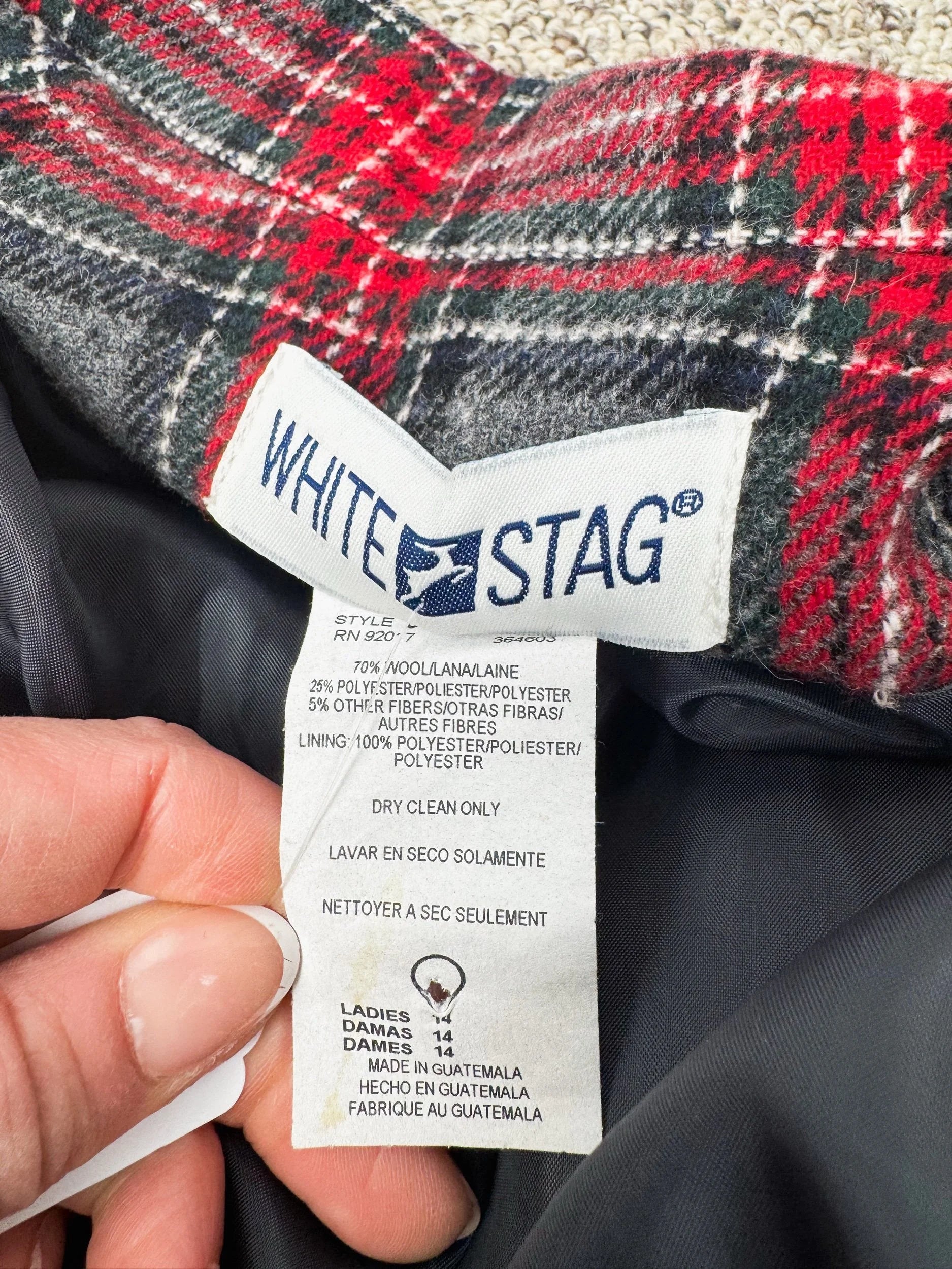 White Stagg Vintage Plaid Blazer, Size Women’s 14