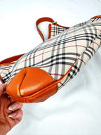 Classic Burberry Nova Check Leather Trimmed Shoulder Bag