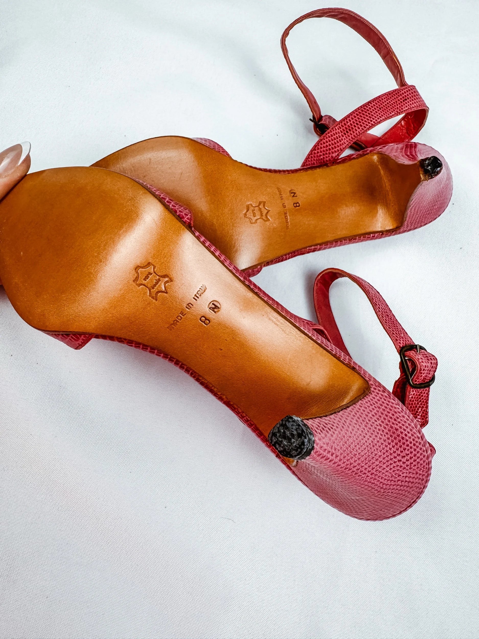 Calvin Klein Pink Leather Strappy Heels