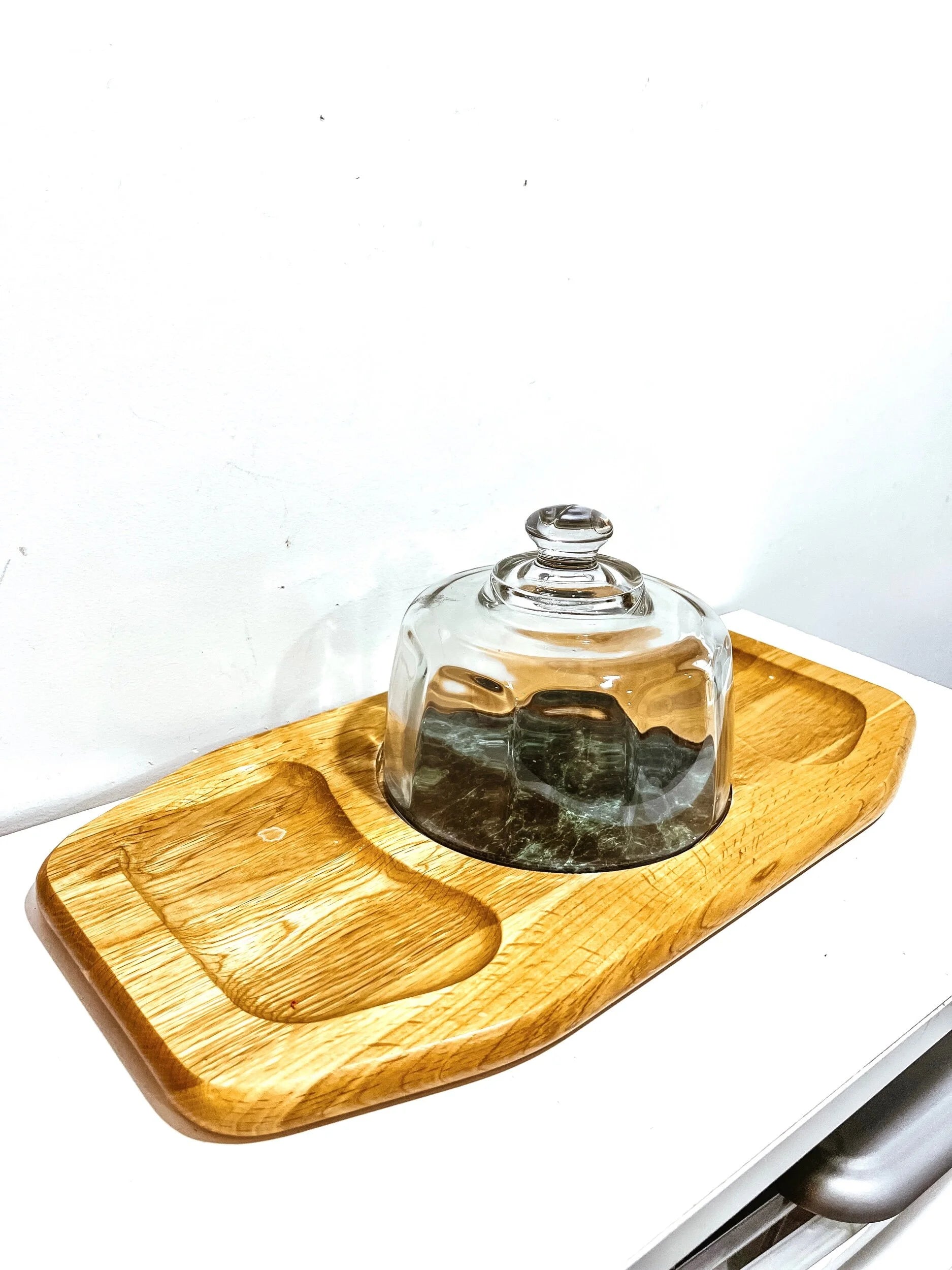 Large Vintage Wood/Marble Cheeseboard