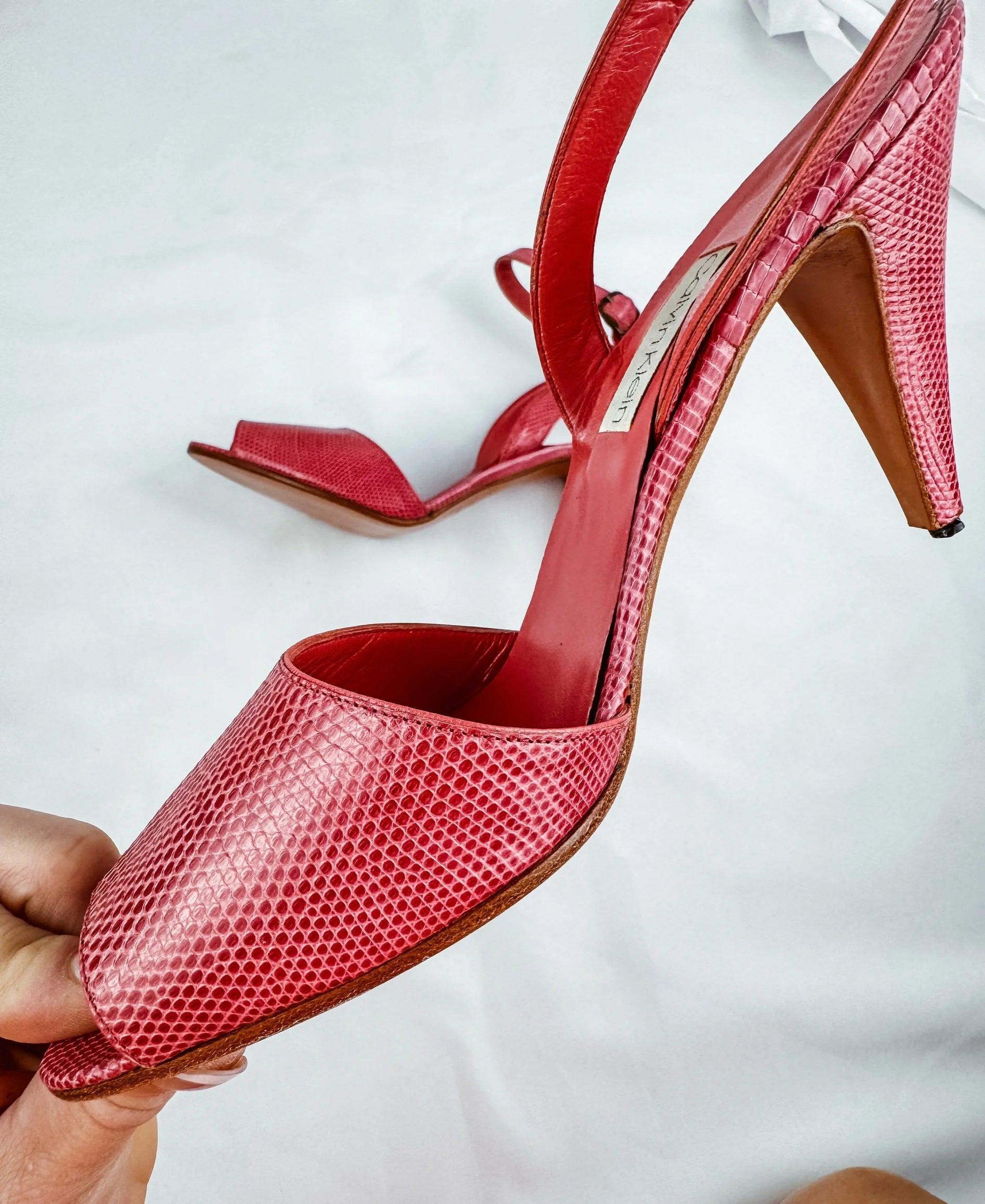 Calvin Klein Pink Leather Strappy Heels