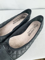 Paul Mayer Black Quilted Leather Ballet Flats