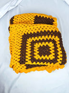 Retro Gold/Brown Geometric Hand-Crocheted Afghan