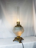 Vintage Frosted Glass Electrified Lamp