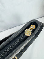Vintage Fendi Coated Canvas/Black Leather Messenger Crossbody Bag