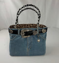 Vintage Y2K Denim Bootie Belt Bag w/ Beaded Handles