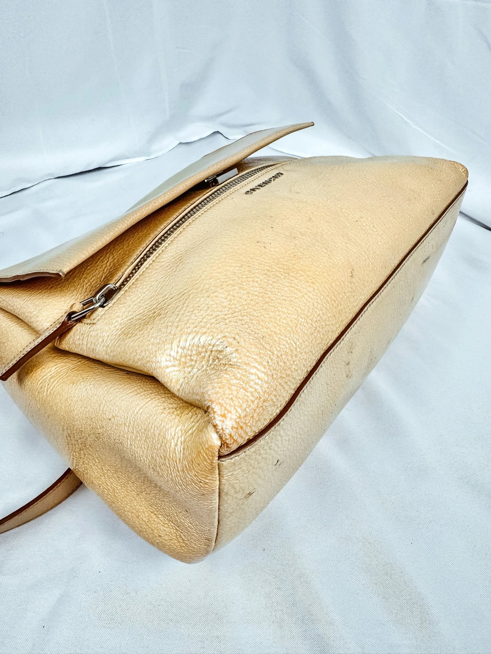 Givenchy Patent Pandora Flap Dark Cream Shoulder Bag