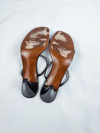 Donald K Pliner Italian Silver/Black Chain Heels