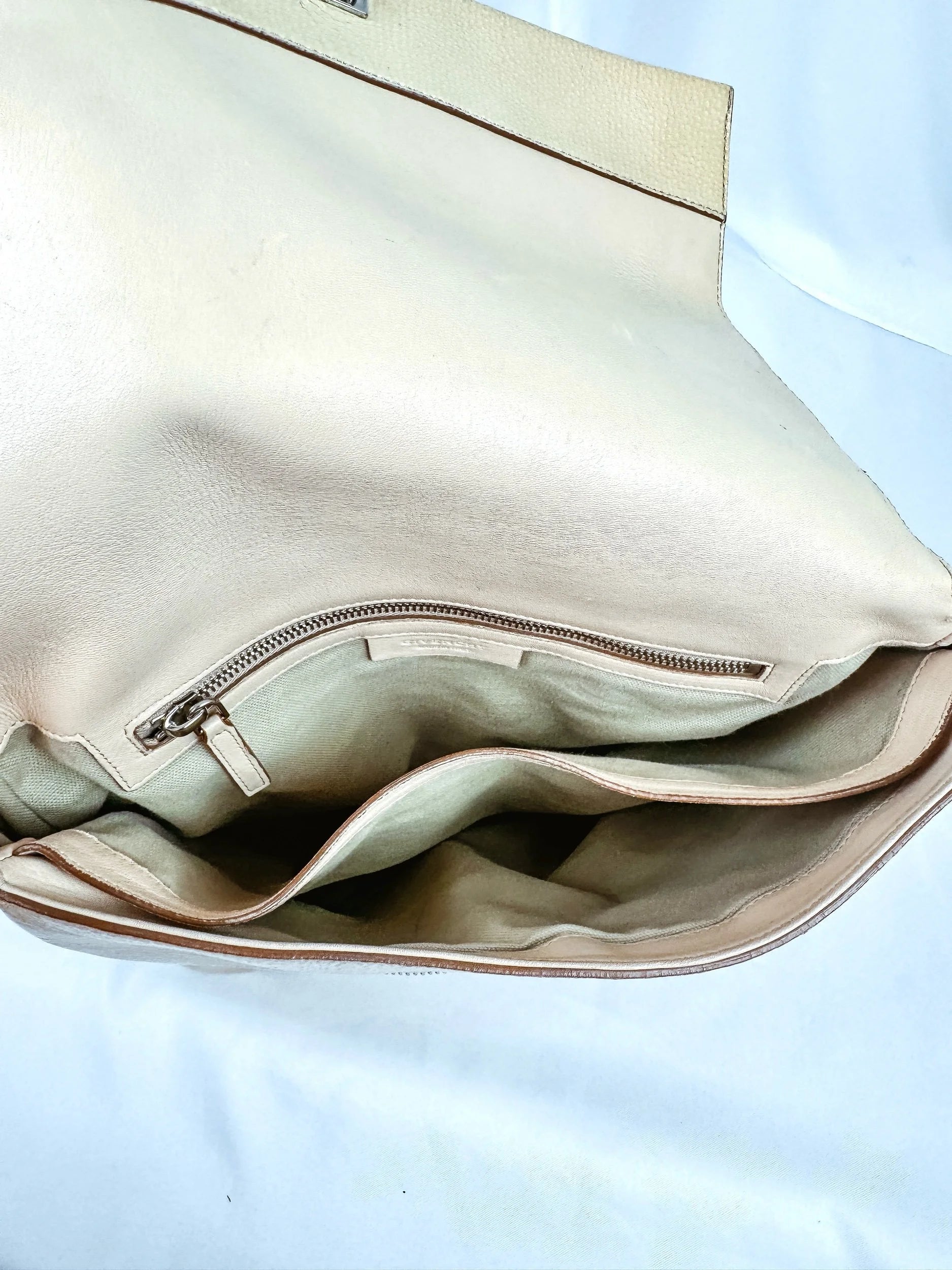 Givenchy Patent Pandora Flap Dark Cream Shoulder Bag