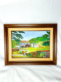 Vintage Framed Country Cottage Painting