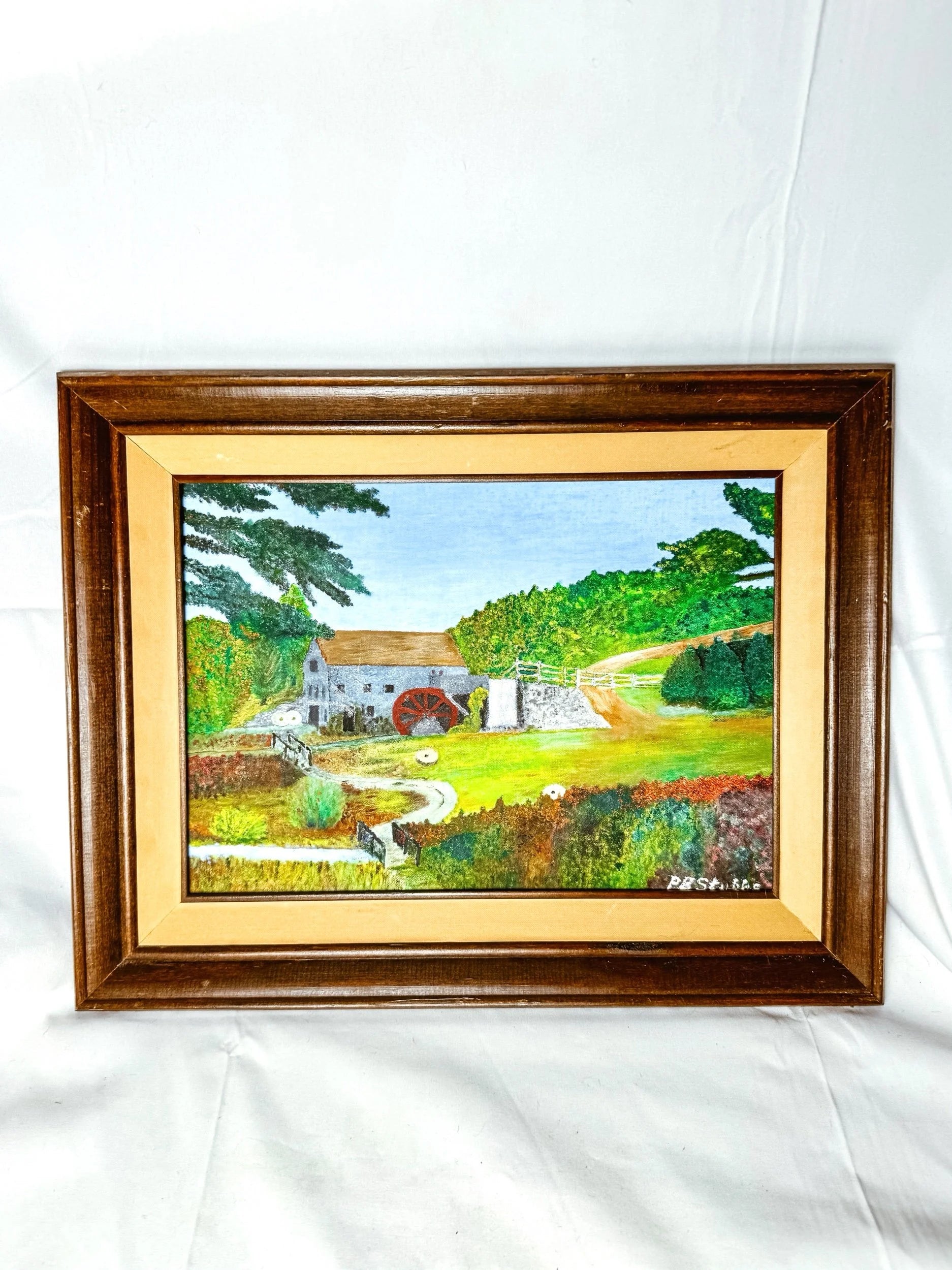 Vintage Framed Country Cottage Painting
