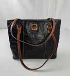Dooney & Bourke Ostrich Lexington Women's Tote Bag, Small - Black/Tan