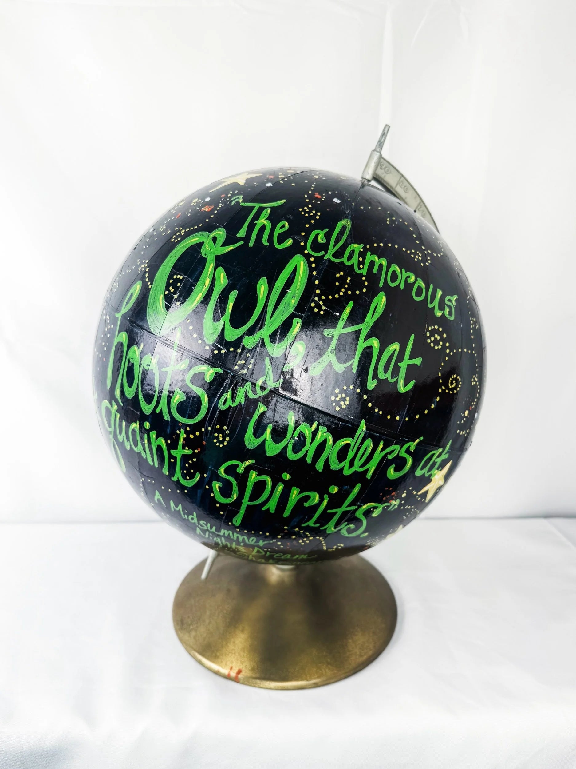 A Midsummer Night’s Dream Hand-Painted Owl Globe