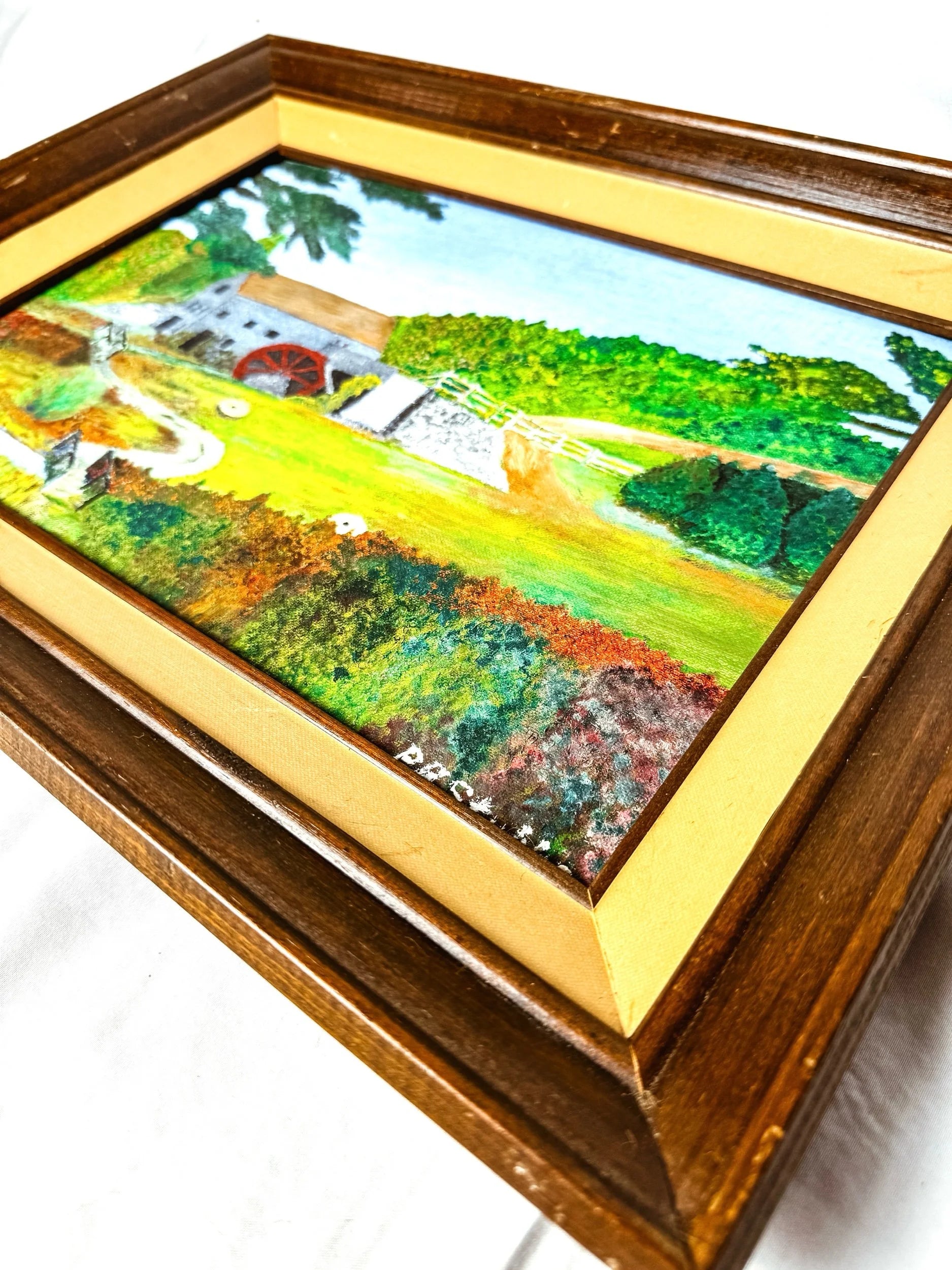 Vintage Framed Country Cottage Painting