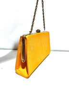 Vintage Orange Handbag, Brass Chain Handle