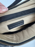 Antonio Melani Y2K Black Pebbled Leather Floral Shoulder Bag