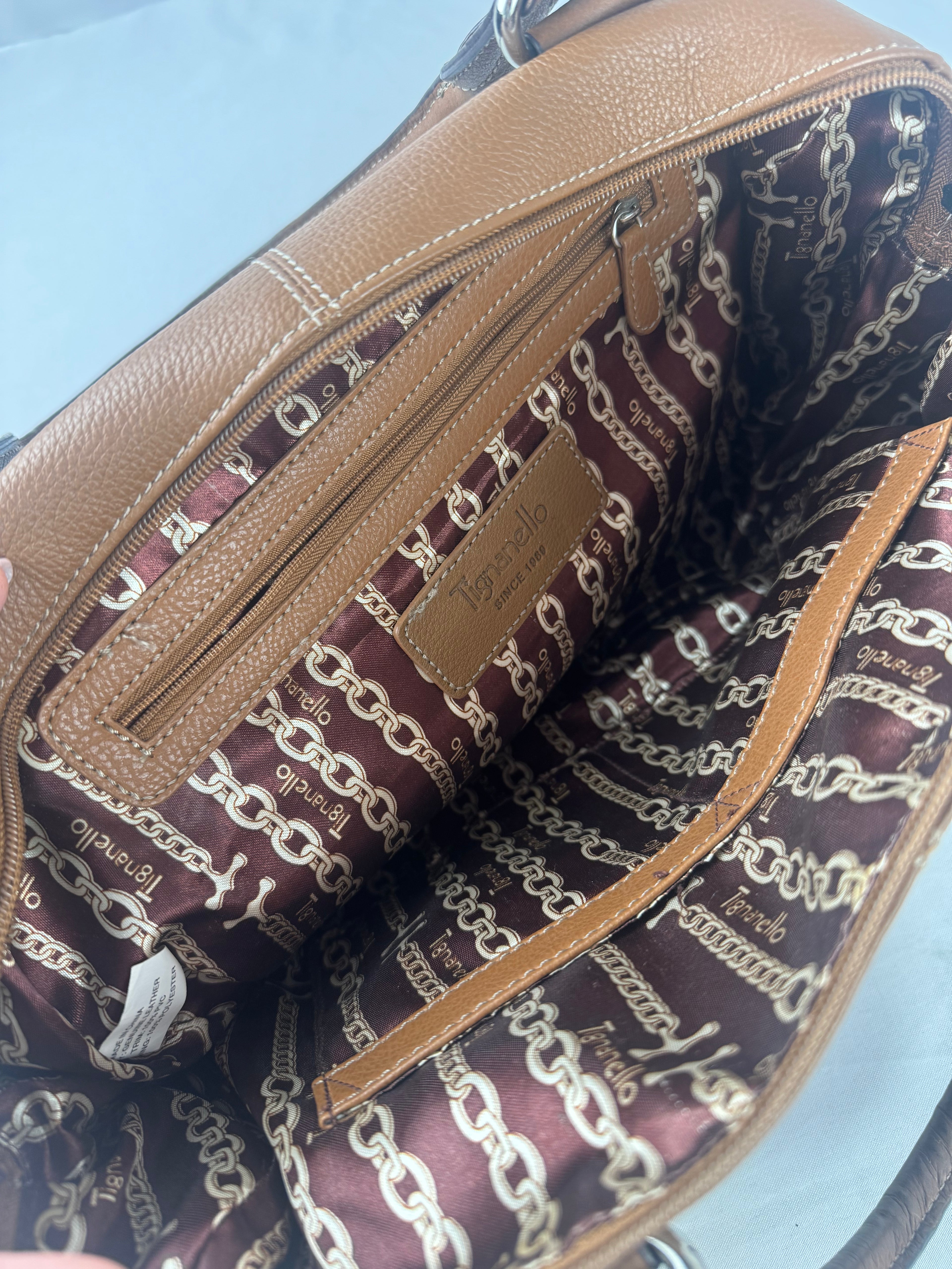 Tignanello Italian Leather Brown Shoulder Bag